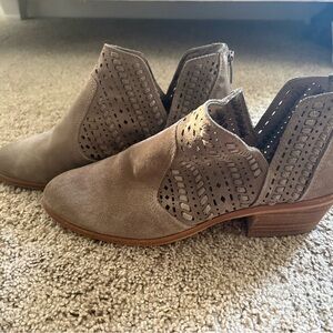 Vince Camuto Perforated Brown Ankle Booties